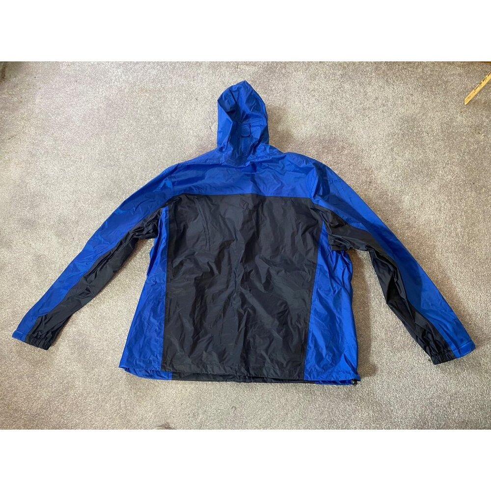 Eddie Bauer Mens Windbreaker Jacket Hood Blue & Black Water-Resistant 2XL - Picture 2 of 11